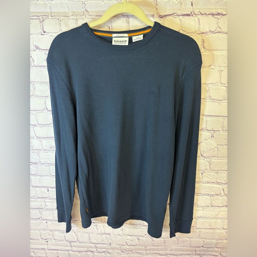 Timberland Navy Thermal Long Sleeve Embroidered Logo Waffle Knit Gorpcore Size S